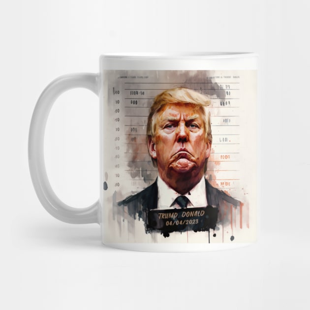 Trump mugshot painting by Fallacious Trump